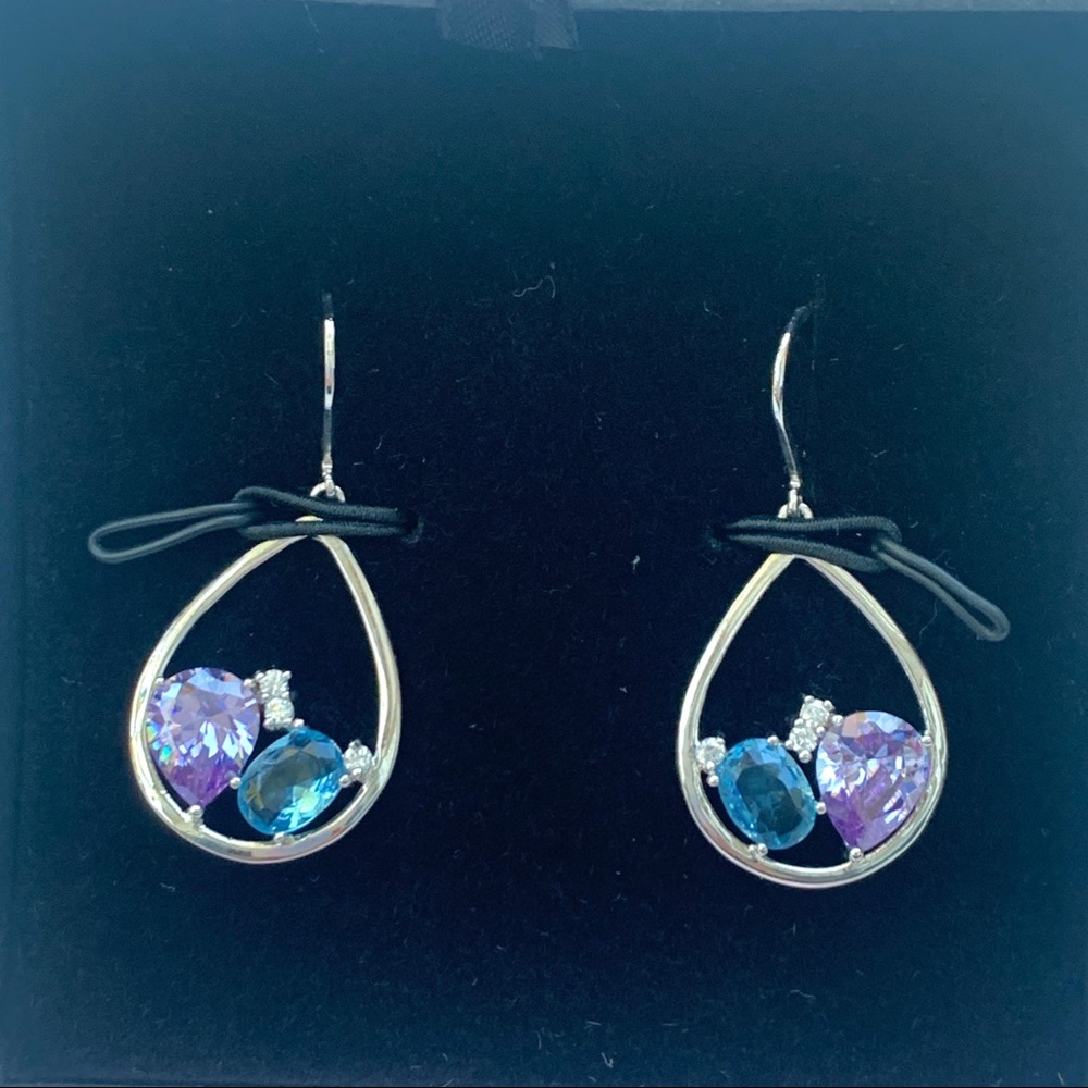 NWT Silver Teardrop Crystal & Rhinestones Earrings